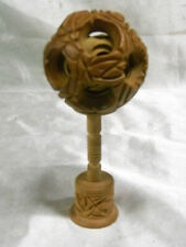 ANCIENNE BOULE DE CANTON BOIS SCULPTE CHINE CHINESE CARVED WOODEN