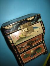 boite à bijoux ANCIENNE 3 tiroirs en bois peint Taille 16cm   __B21