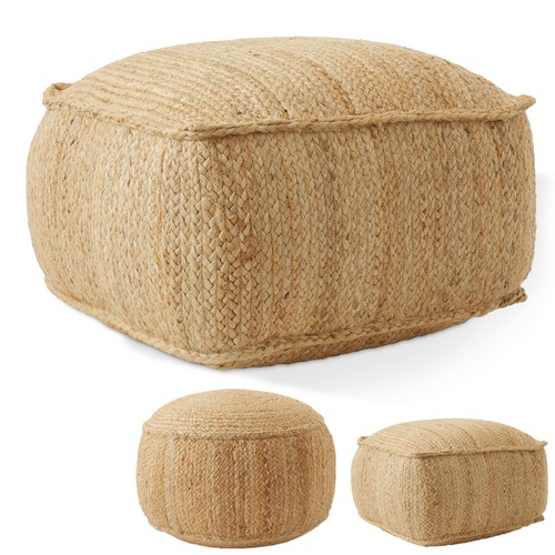 Jute braided pouf large - braided, pouf,