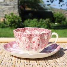 Ancienne tasse à thé + soucoupe en porcelaine Anglaise / Pâquerettes n° 206146