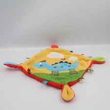 Doudou plat dinosaure bleu jaune rouge vert NICOTOY - 24887
