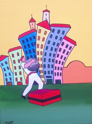 Tableau naif acrylique force - tableau, ,