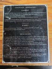 SNCF - Autorail - Plaque signalétique " chauffage - Ventilation " 