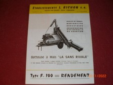 ANCIENNE  BROCHURE    PUBLICITAIRE   BATTEUSES   A  MAIS    J  RICHON