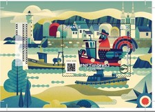 RARE Bloc Coq Français timbre