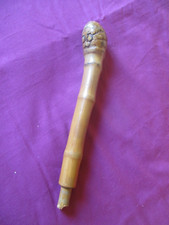 extrémité de manche d'ombrelle en bois sculpté façon "bambou" ancienne 1920-1930