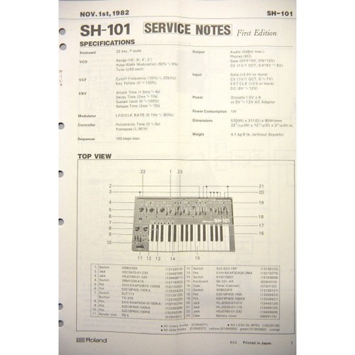 Service notes roland 101 - roland, sh-101
