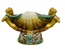 ANCIEN POT GRANDE BARBOTINE TÊTE PROUE DE BATEAU JARDINIÈRE  COQUILLE ST JACQUES