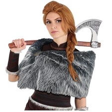 Col Fausse Fourrure Étole Cape d'épaule Écharpe Deguisement Viking Femme Noir...