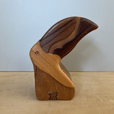 Boîte Puzzle en Bois Toucan Compartiment Secret Vintage Bois Sculpté