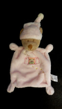 doudou plat ours bonnet rose brodé fenêtre étoiles NICOTOY SIMBA TOYS (2 dispo)