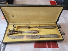 superbe service à découper en métal argenté BEZON PIERRE ? poinçon engrenage