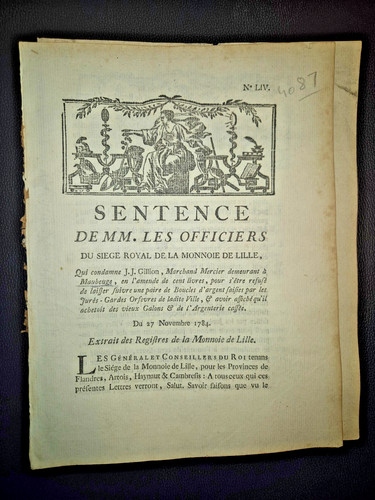 Imprimé 1784 sentence - imprimé,