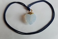 AGATHA : Gros Pendentif Bijou Coeur Plastique Résine Bleu Ciel Avec Cordon Bleu