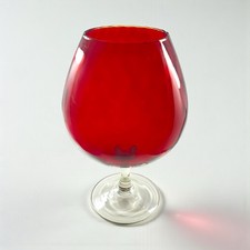 Grand Verre Coupe Empoli - Rouge Texturé-  28 cm – Italie Vintage 1970