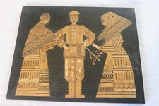 Tableau personnages en marqueterie de paille