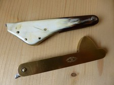 Lot anciens couteaux de métier éleveur  vétérinaire corne laiton BONNET Falaise