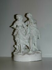 PORCELAINE BISCUIT COUPLE MARQUIS SUR SOCLE 19 EME ESTAMPILLE DEJARDIN BE 