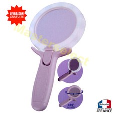 MIROIR GROSSISSANT A MAIN OU DE TABLE LIBRE AVEC ECLAIRAGE A 12 LEDS