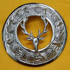 Kilt Écossais Mouche Plaid Broche Cerf Tête Finition Chrome 7.6cm Celtique Pins