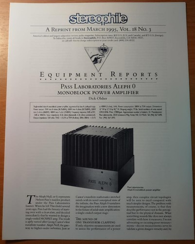 Pass laboratories aleph mono - aleph,