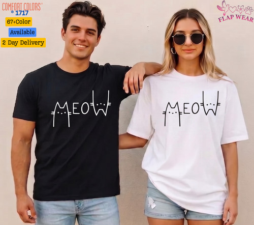 Unisex funny meow cat shirt - funny,