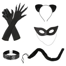Costume de chat pour femmes et filles, déguisement, gants pour Halloween,