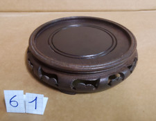 socle / stand rond en bois chinois Ø 13,1 cm utile  , poterie , émau cloisonné