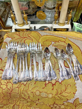 ercuis 12 cuilleres a moka + 12 fourchettes a dessert metal argenté poincon