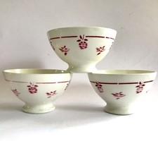 3 Bols Anciens Sur Pied/Digoin &Sarregueminnes ?Champêtre/fleurette/café Au Lait