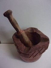 Ancien Mortier En Bois Et Son