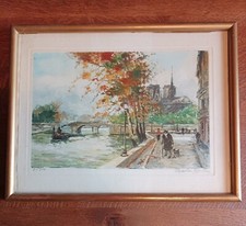 AQUATINTE SIGNÉE CHARLES BLANDIN, bord de Seine (première moitié du 20ième...