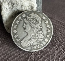 USA Half Dollar Capped bust 1824, 4/1, Argent.