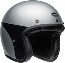 Casque Moto Jet Bell Custom 500 Châssis Argent Brillant Vintage ECE 2206