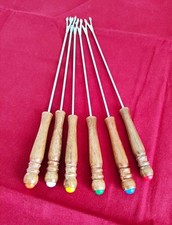 LOT DE 6 FOURCHETTES A FONDUE BOURGUIGNONNE BOUTS COLORES VINTAGE