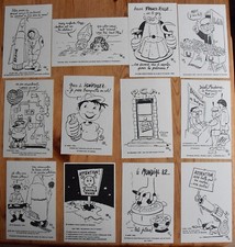 Lot de 12 cartes postales humoristiques - Dessins Kah ou Kak ? - Actualités 1982