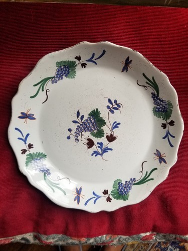 Ancienne assiette bleutée - assiette,