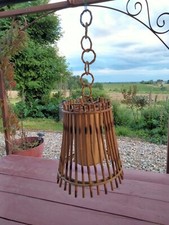 Suspension vintage en rotin et