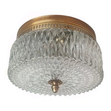 PLAFONNIER LUCIEN GAU LAITON AJOURÉ  VIEIL OR ET VERRE  DIAM:22CM