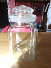 ANCIEN POT A BONBONS -BOCAL D'EPICERIE EN VERRE BOUCHON VERRE  -1930/40 ( 1 )