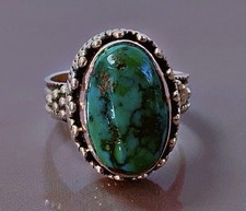 BAGUE ARGENT MASSIF TURQUOISES NAVAJO AMÉRINDIEN NATIVE STERLING VINTAGE T52