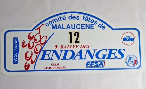 Plaque rallye des endanges - rallye,