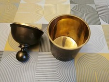 Très Beau Pot À Tabac Recipient Laiton Vintage Signé Numéroté Ciselé Antique