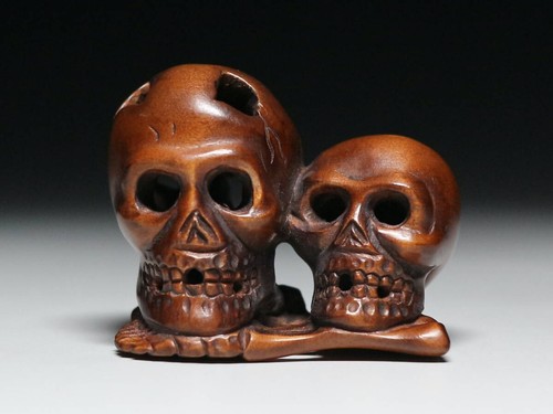 Ancien crâne japonais netsuke - crâne,