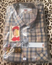 FRENCH KIDUR 1960s MEN LONG WORK SHIRT~PLAID COTTON~ MADE IN FRANCE ~NEW&TAG~2XL