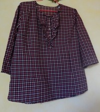 CHEMISIER À JABOTS BORDEAUX/BLEU T XL