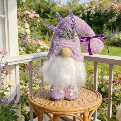 Poupée gnome sur pied - , lavande