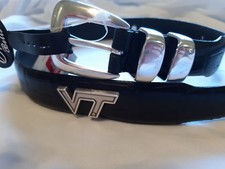 Men's Black Genuine Leather Belt with Virginia Tech University Conchos 28 R