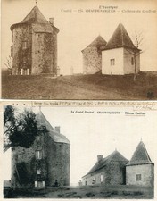 CHAUDES AIGUES LOT de 2 cartes sur le château de Couffour