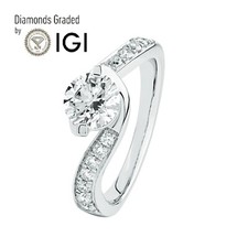Bague pour femmes 1,28 ct coupe ronde certifiée IGI en laboratoire/diamant CV...